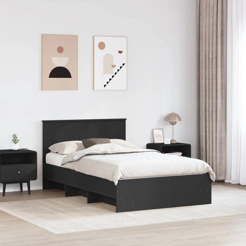 Bed Frame Black 120 x 190 cm Engineered Wood