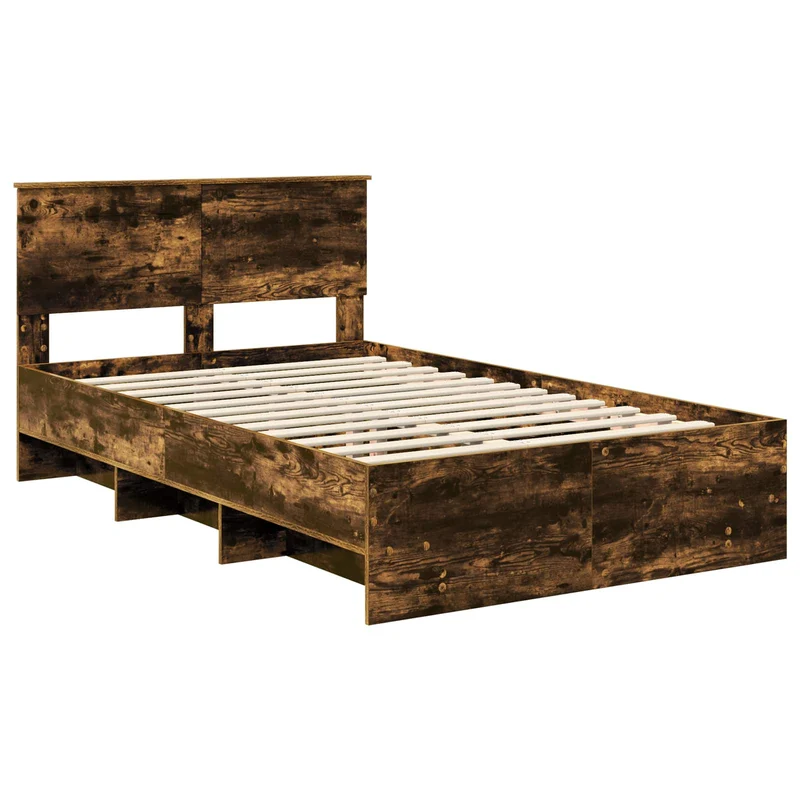 Bed Frame Smoked Oak 120 x 190 cm Engineered Wood