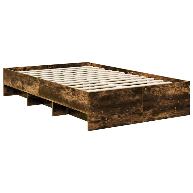 Bed Frame Smoked Oak 120 x 190 cm Engineered Wood