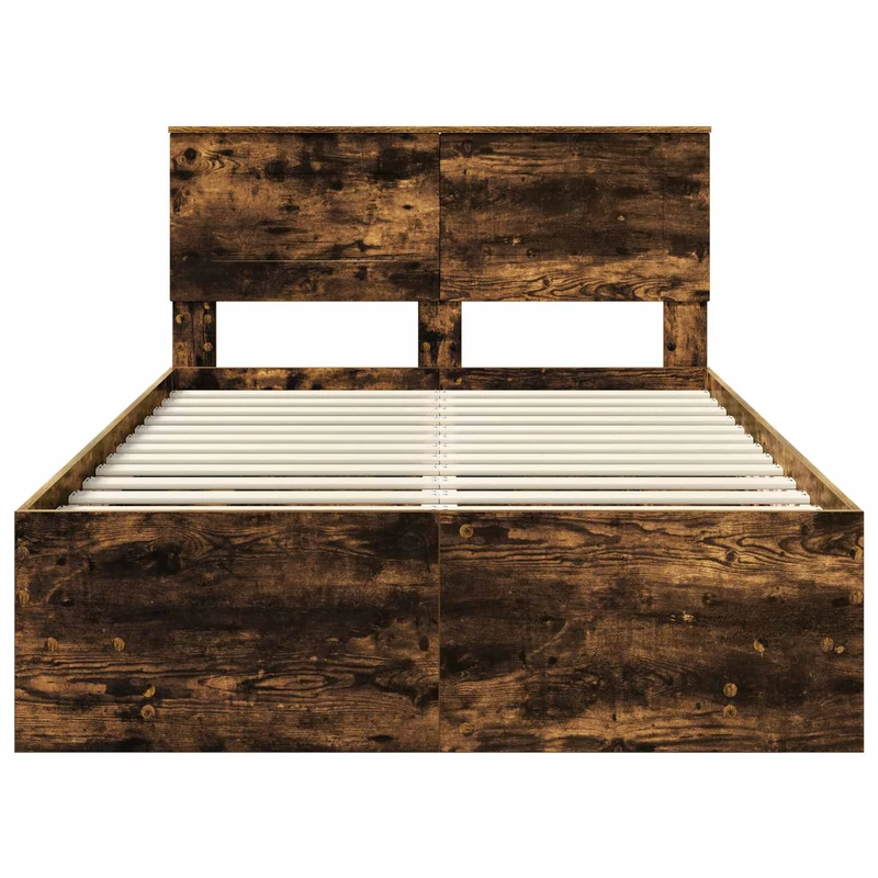 Bed Frame Smoked Oak 120 x 190 cm Engineered Wood