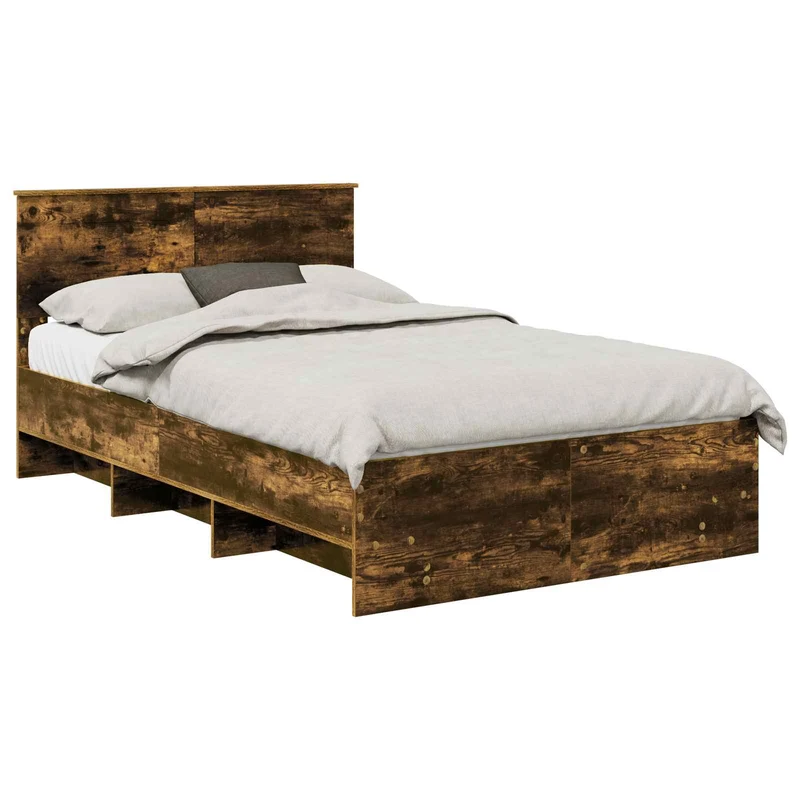 Bed Frame Smoked Oak 120 x 200 cm Engineered Wood