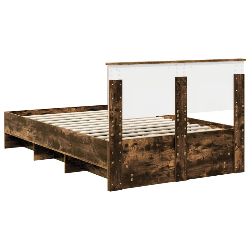 Bed Frame Smoked Oak 120 x 200 cm Engineered Wood