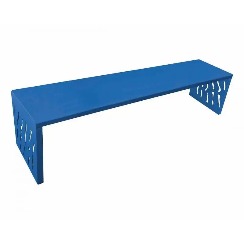 Banquette acier Venise 1 800 mm sans dossier, assise en tôle, structure acier 3 mm, sur platines