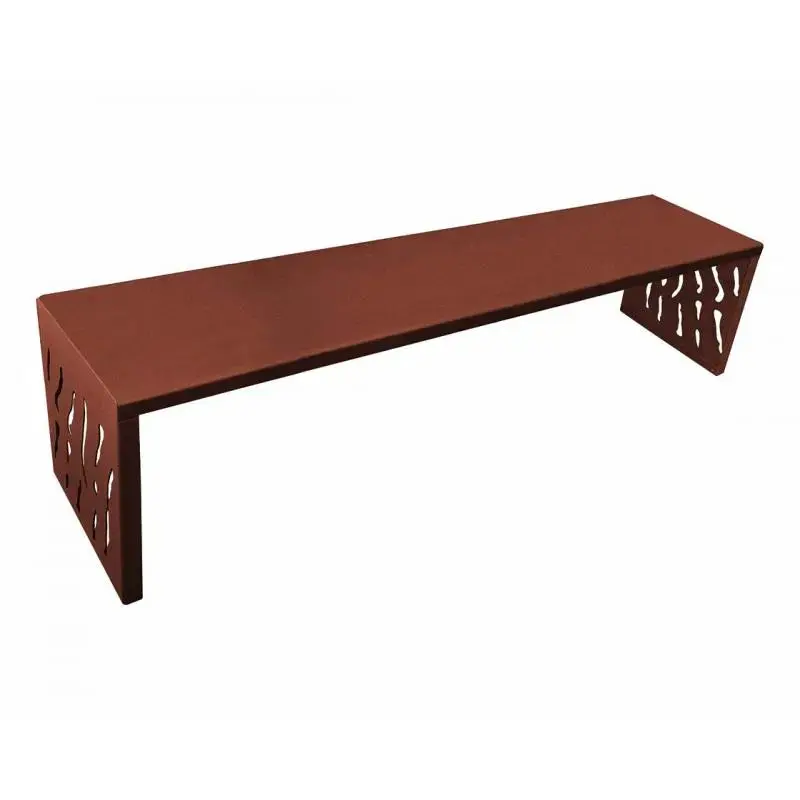 Banquette acier Venise 1 800 mm sans dossier, assise en tôle, structure acier 3 mm, sur platines