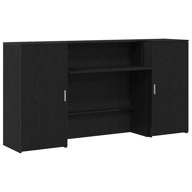 Reception Desk Black Oak 200x50x103,5 cm Engineered Wood