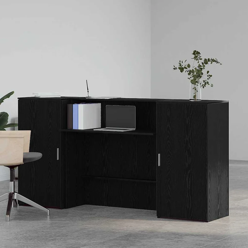Reception Desk Black Oak 200x50x103,5 cm Engineered Wood
