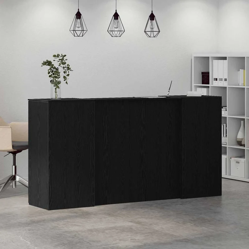 Reception Desk Black Oak 200x50x103,5 cm Engineered Wood