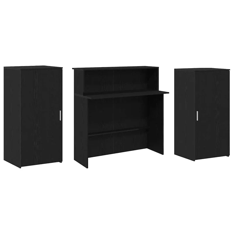 Reception Desk Black Oak 200x50x103,5 cm Engineered Wood