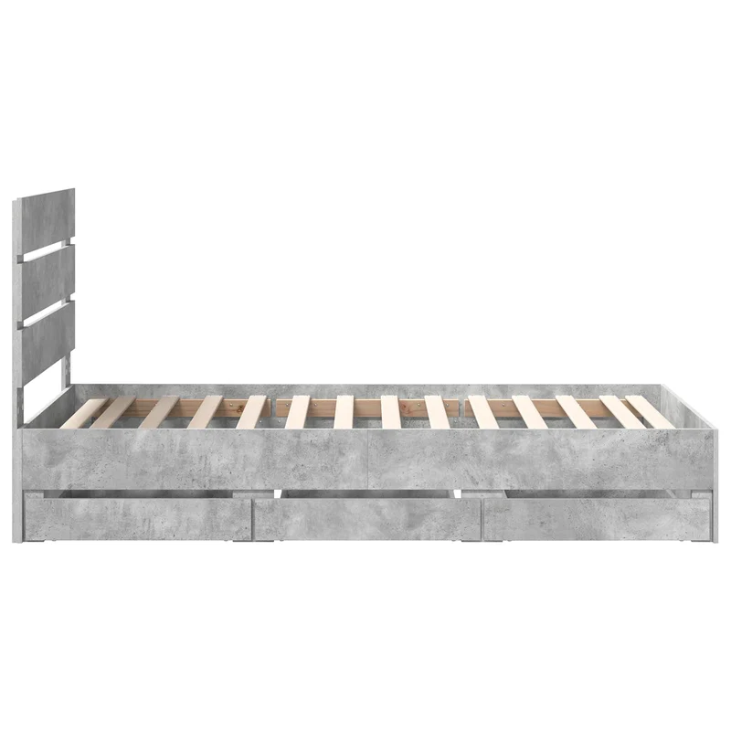 Bed Frame with Drawer Concrete Grey 75 x 190 cm Engineer Wood