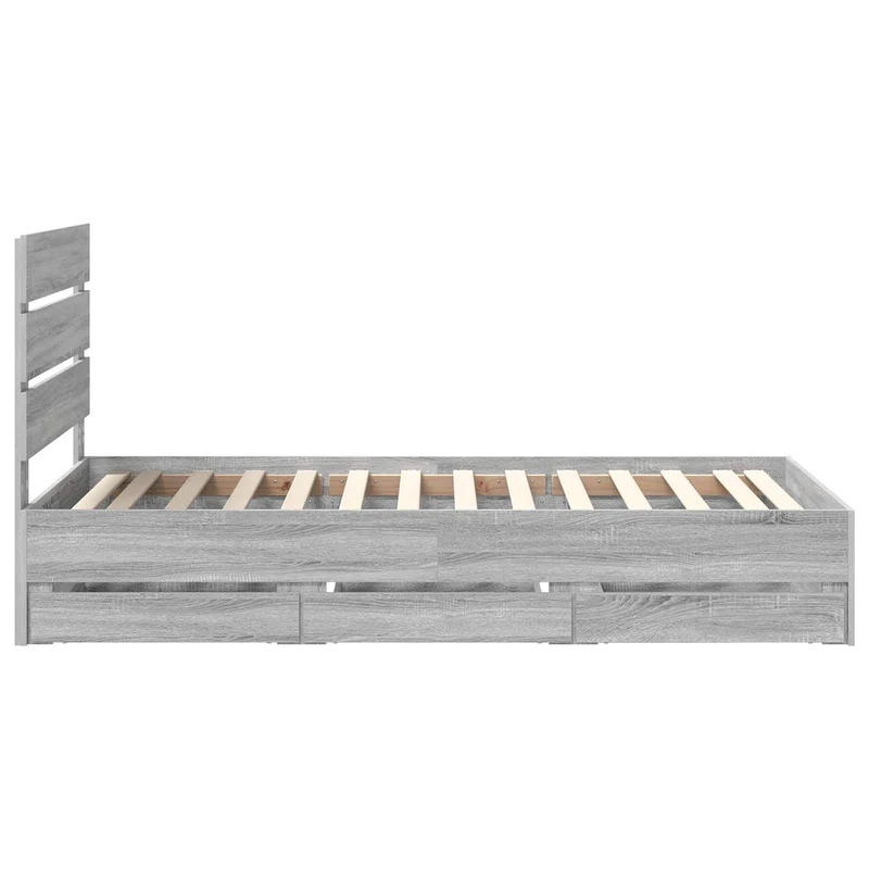 Bed Frame with Drawer Grey Sonoma 75 x 190 cm Engineer Wood