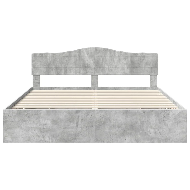 Bed Frame with Drawer Concrete Grey 200 x 200 cm Engineer Wood