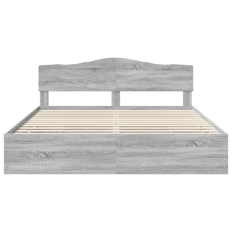 Bed Frame with Drawer Grey Sonoma 200 x 200 cm Engineer Wood