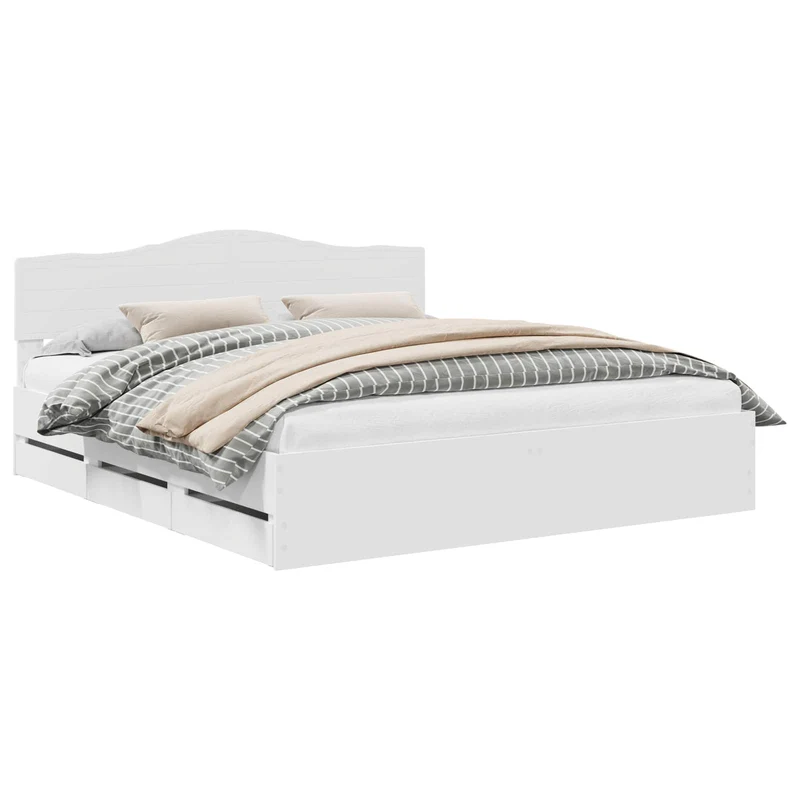Bed Frame with Drawer White 180 x 200 cm Engineer Wood