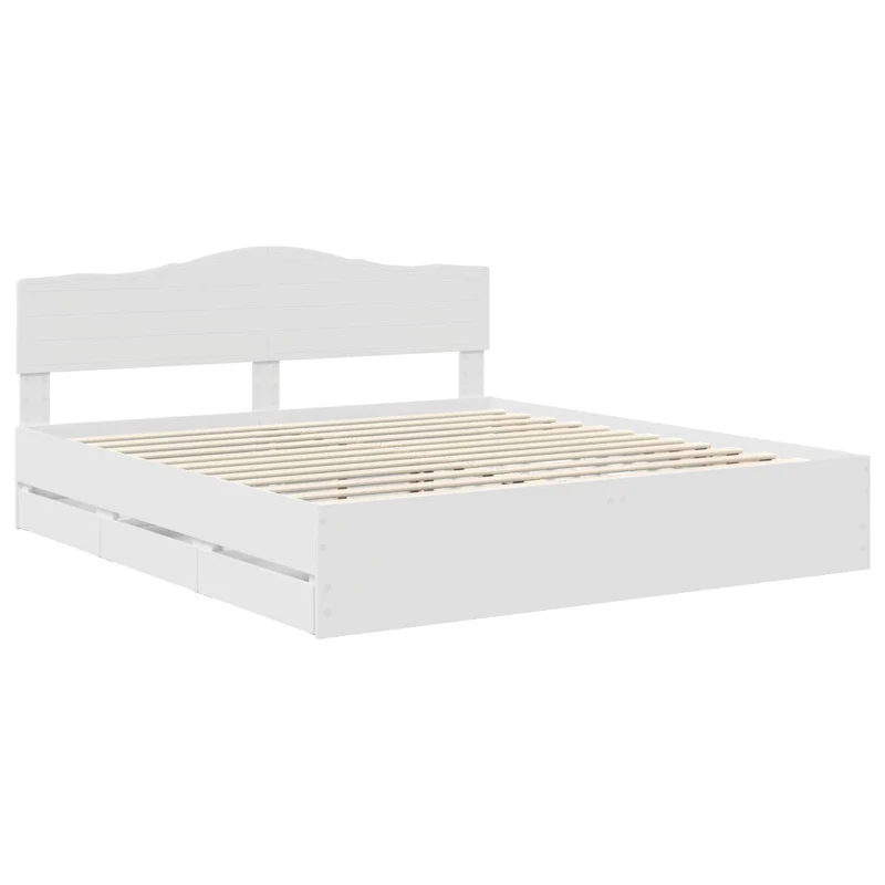 Bed Frame with Drawer White 180 x 200 cm Engineer Wood