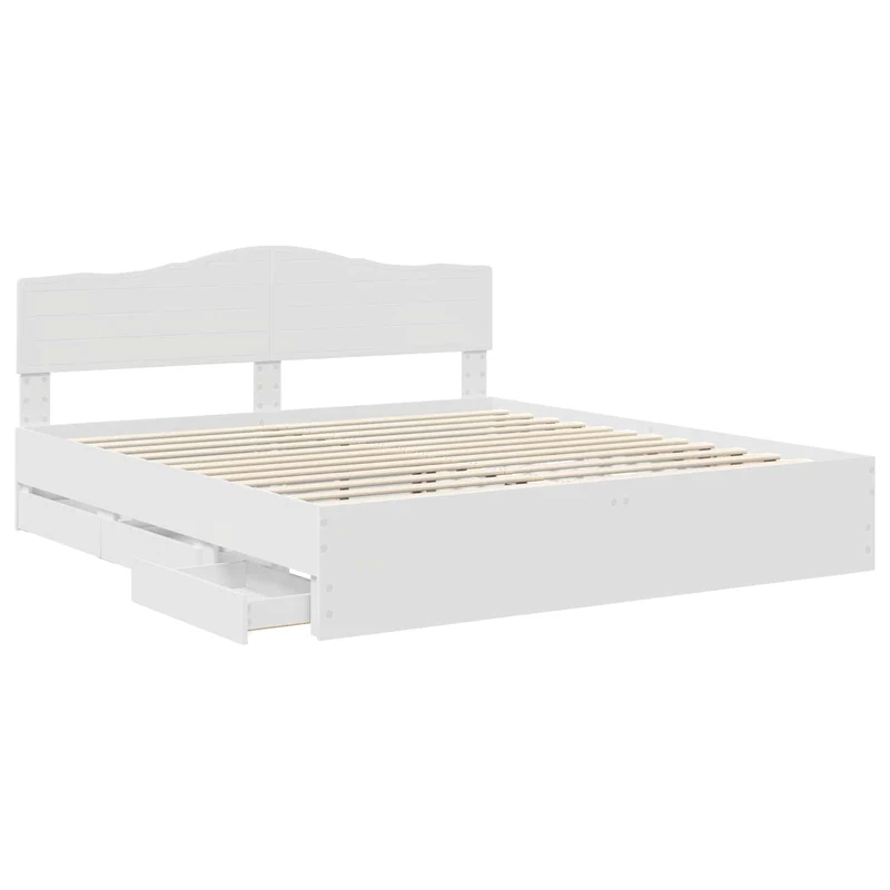 Bed Frame with Drawer White 180 x 200 cm Engineer Wood