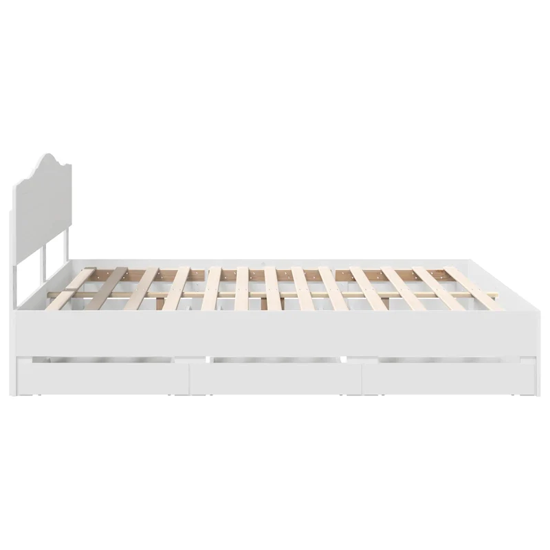 Bed Frame with Drawer White 180 x 200 cm Engineer Wood