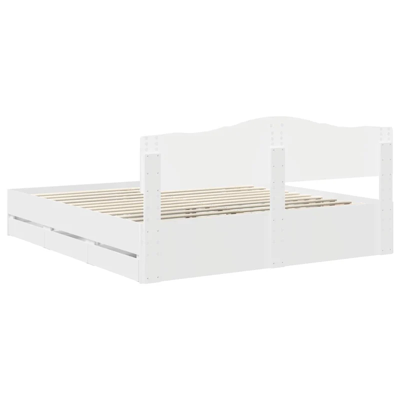 Bed Frame with Drawer White 180 x 200 cm Engineer Wood