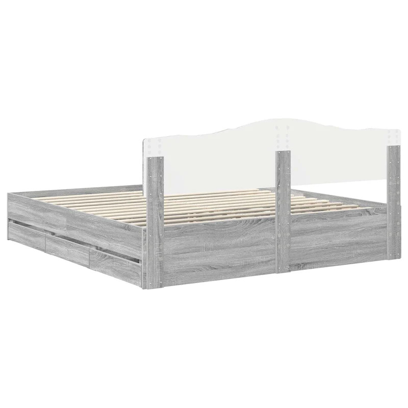 Bed Frame with Drawer Grey Sonoma 180 x 200 cm Engineer Wood
