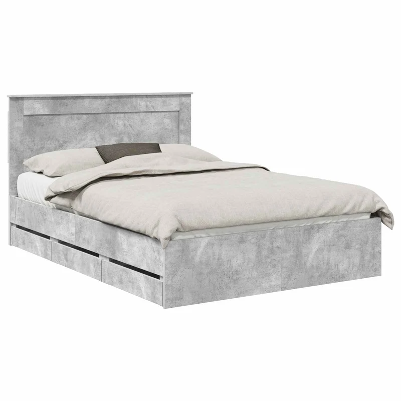 Bed Frame with Drawer Concrete Grey 150 x 200 cm Engineer Wood