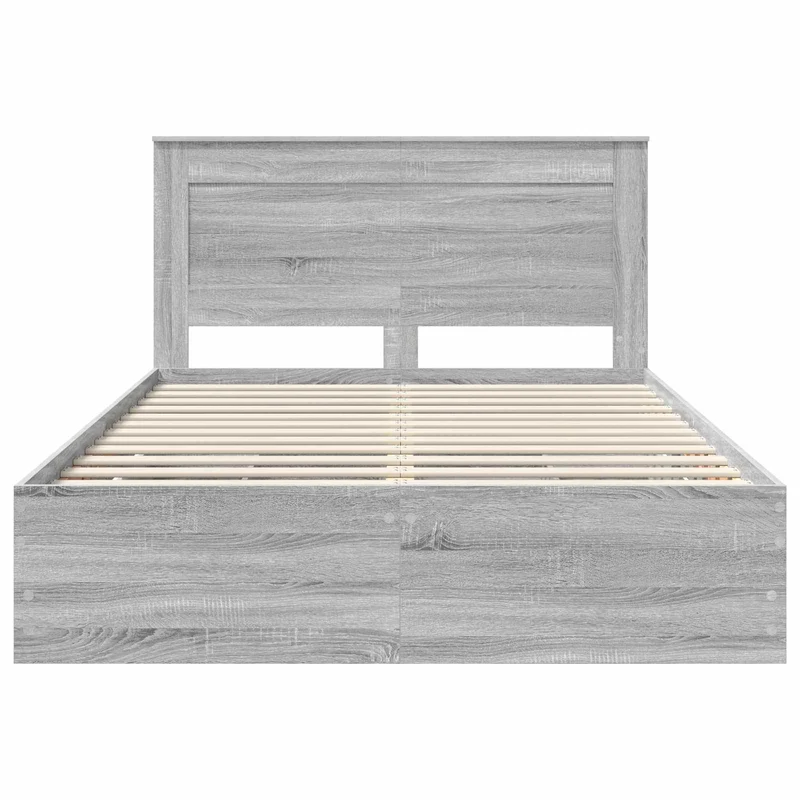 Bed Frame with Drawer Grey Sonoma 140 x 190 cm Engineer Wood