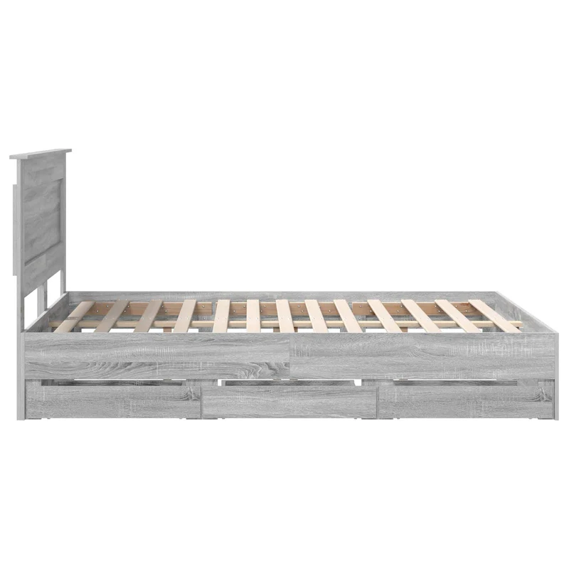 Bed Frame with Drawer Grey Sonoma 140 x 190 cm Engineer Wood
