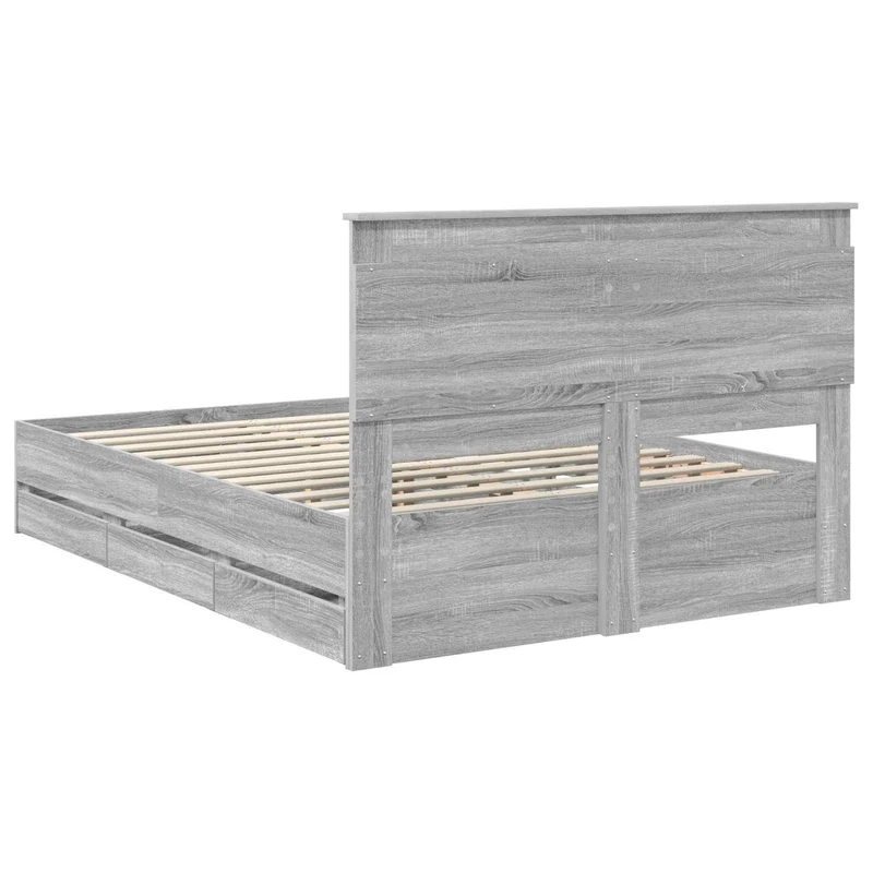 Bed Frame with Drawer Grey Sonoma 140 x 190 cm Engineer Wood