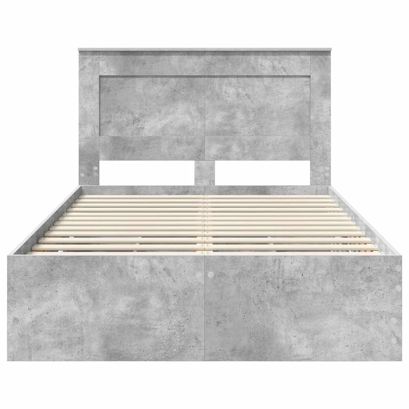 Bed Frame with Drawer Concrete Grey 135 x 190 cm Engineer Wood