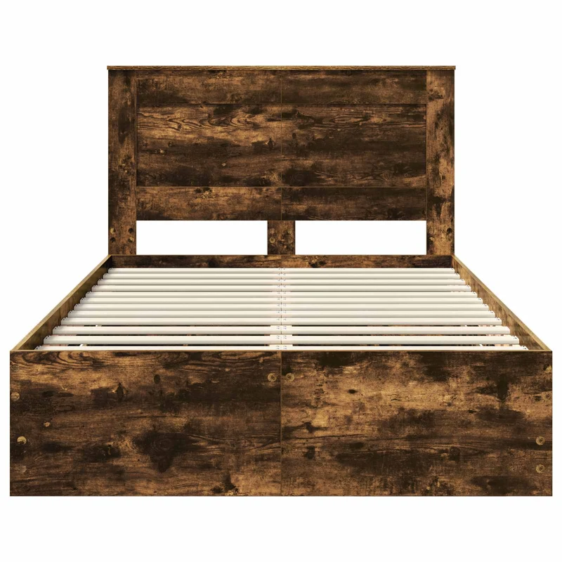 Bed Frame with Drawer Smoked Oak 135 x 190 cm Engineer Wood