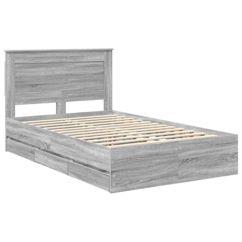 Bed Frame with Drawer Grey Sonoma 120 x 190 cm Engineer Wood