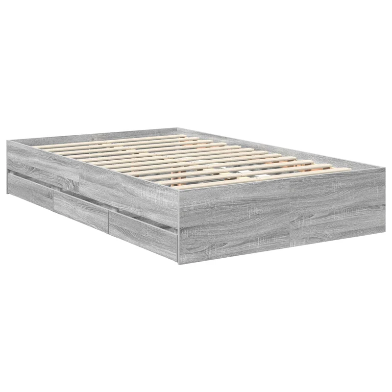Bed Frame with Drawer Grey Sonoma 120 x 190 cm Engineer Wood