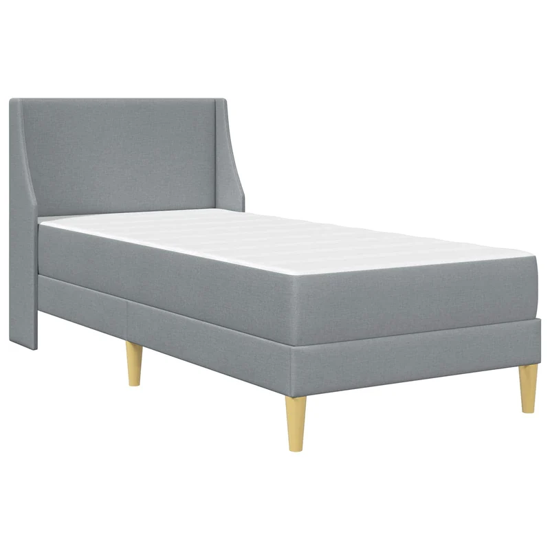 Bed Frame with Mattress Light Grey 90 x 190 cm Fabric