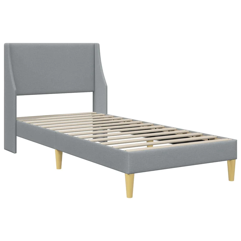Bed Frame with Mattress Light Grey 90 x 190 cm Fabric