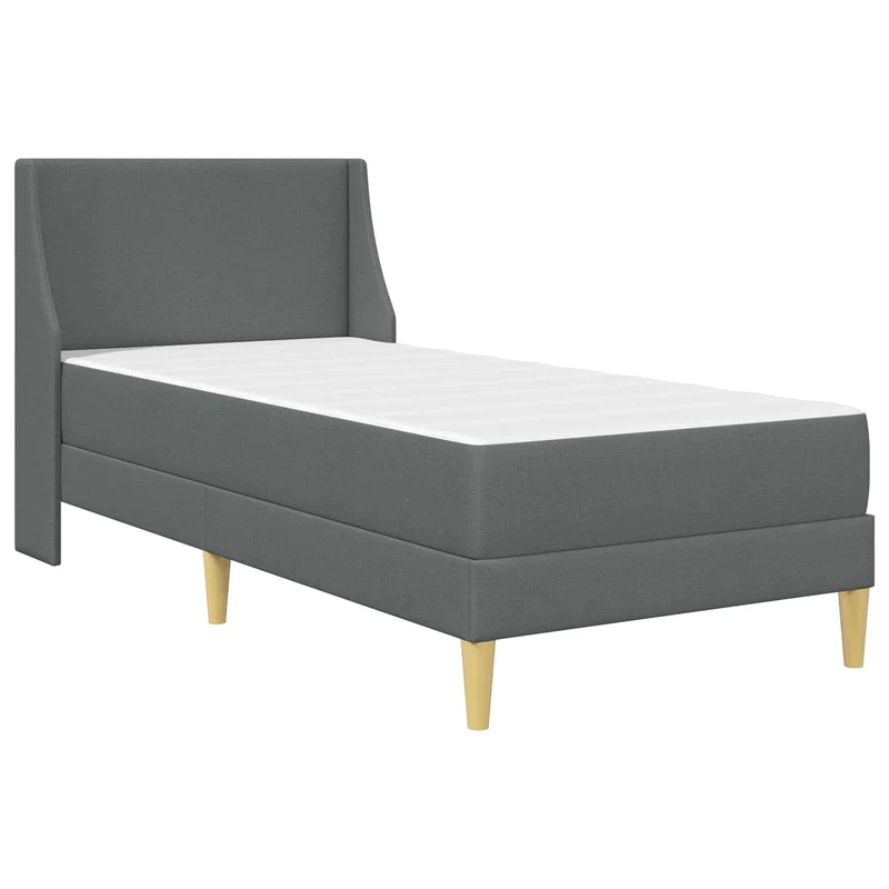 Bed Frame with Mattress Dark Grey 90 x 190 cm Fabric