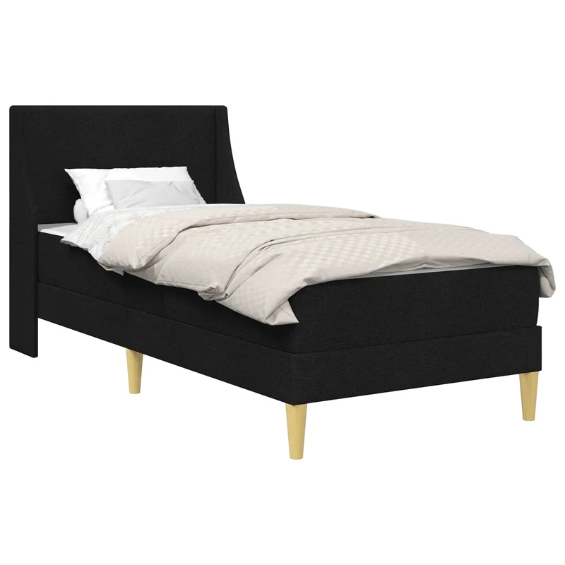 Bed Frame with Mattress Black 90 x 190 cm Fabric