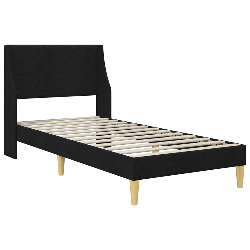 Bed Frame with Mattress Black 90 x 190 cm Fabric