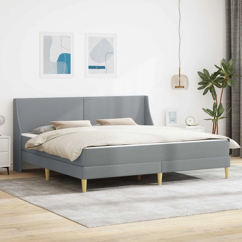 Bed Frame with Mattress Light Grey 180 x 200 cm Fabric