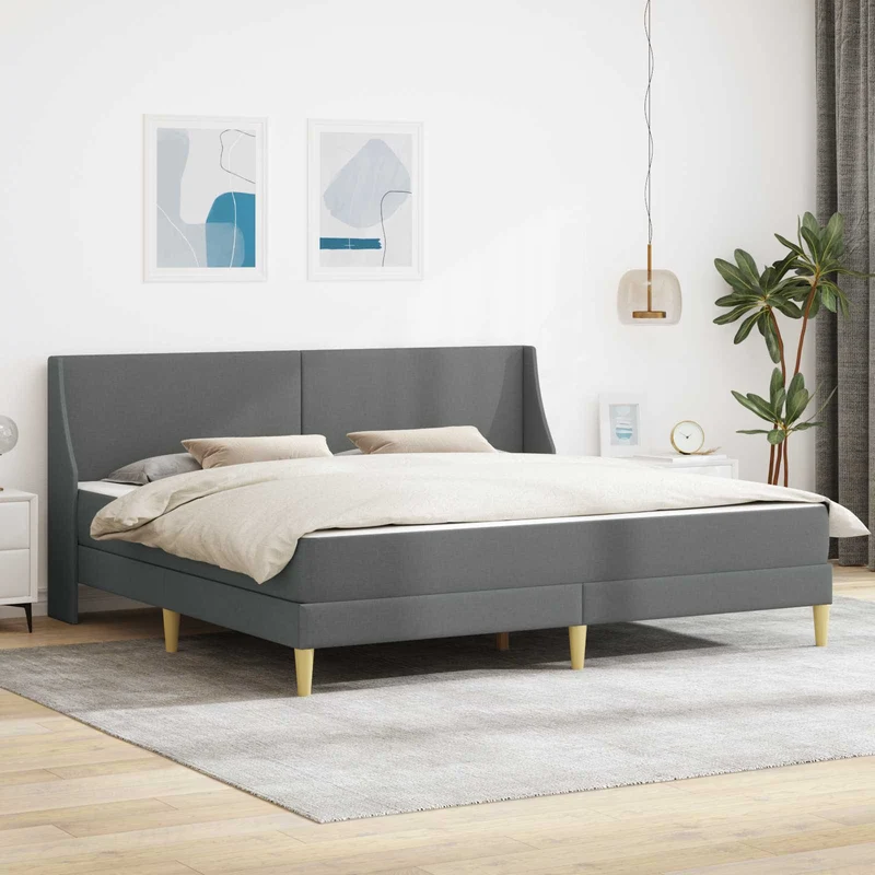 Bed Frame with Mattress Dark Grey 180 x 200 cm Fabric