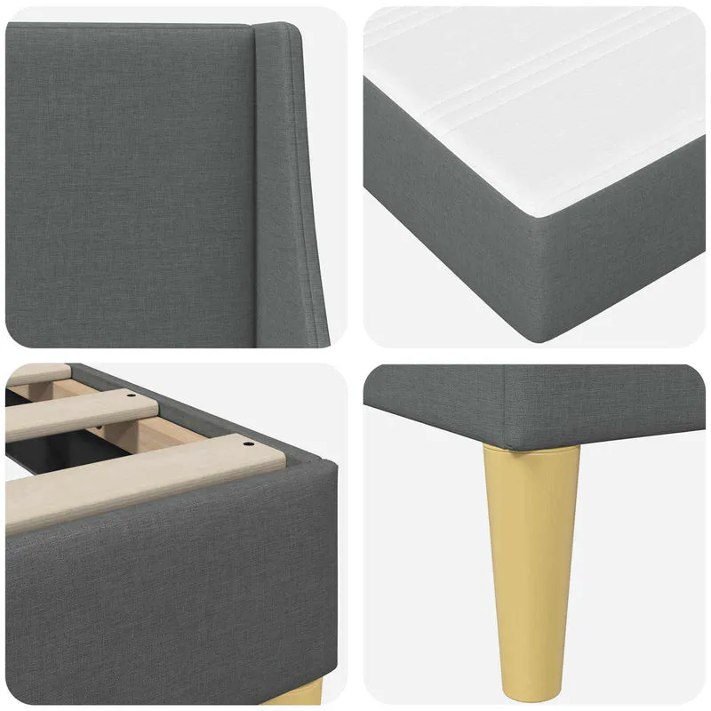 Bed Frame with Mattress Dark Grey 180 x 200 cm Fabric