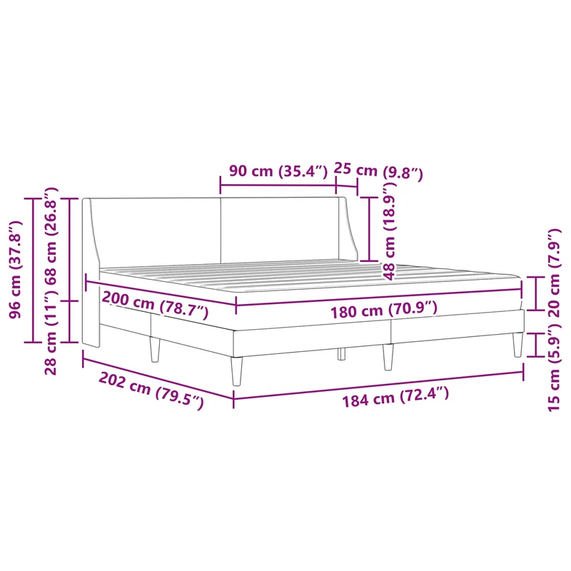 Bed Frame with Mattress Dark Grey 180 x 200 cm Fabric