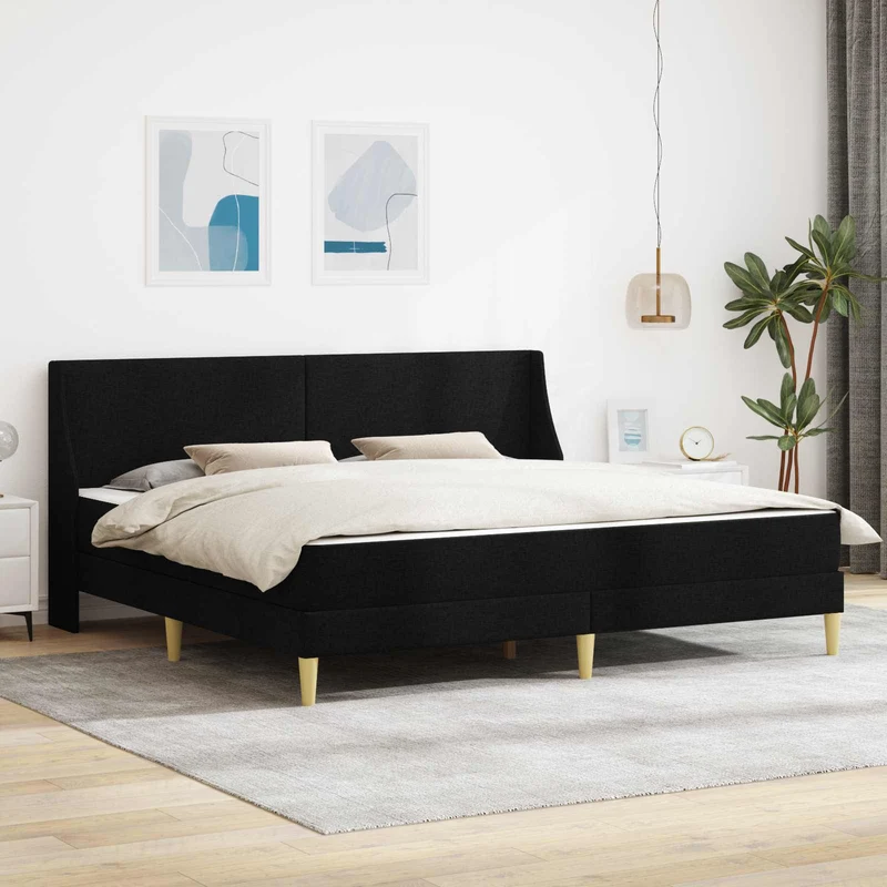Bed Frame with Mattress Black 180 x 200 cm Fabric