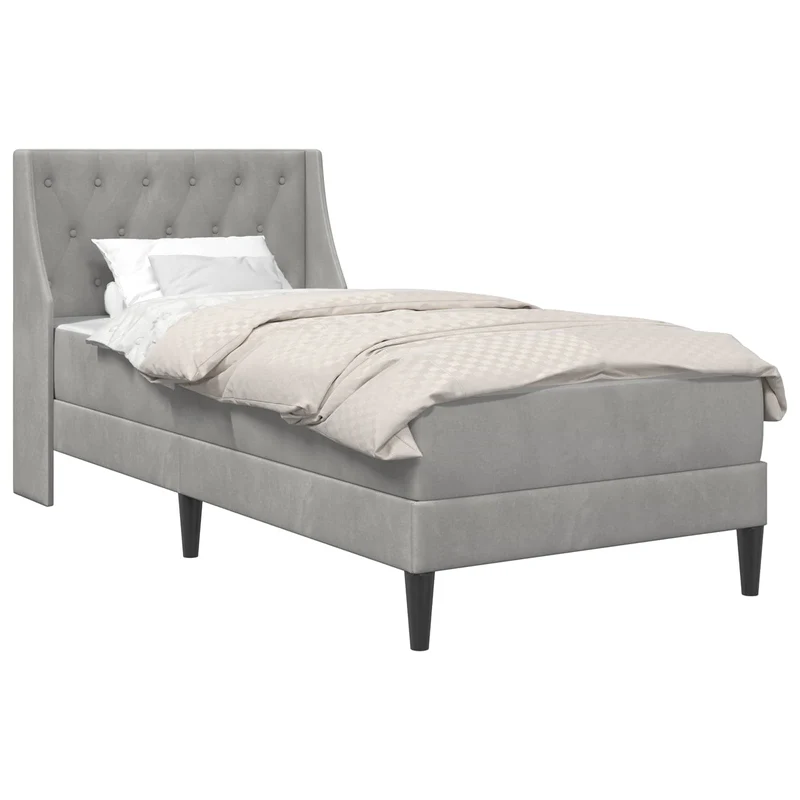 Bed Frame with Mattress Light Grey 90 x 190 cm Velvet