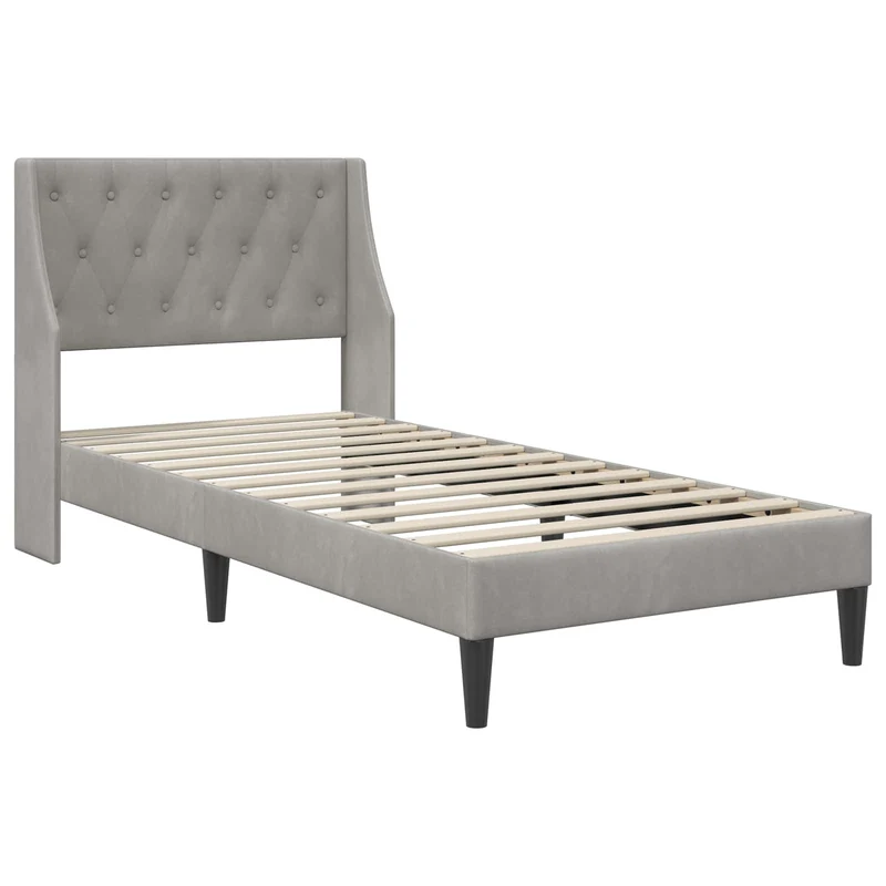 Bed Frame with Mattress Light Grey 90 x 190 cm Velvet