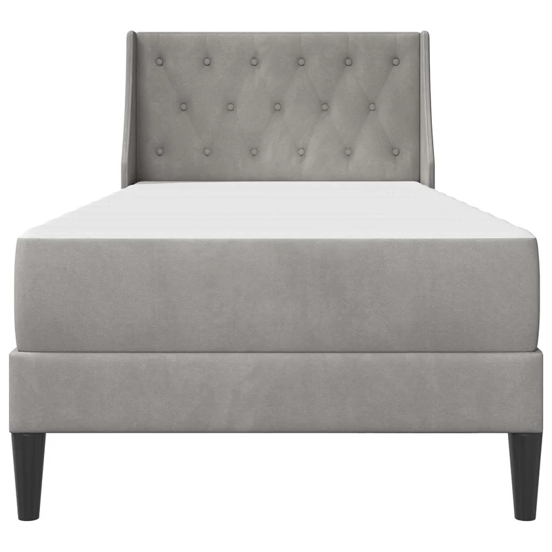 Bed Frame with Mattress Light Grey 90 x 190 cm Velvet