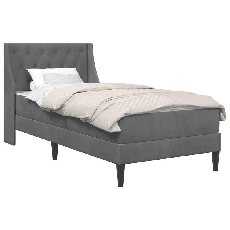 Bed Frame with Mattress Dark Grey 90 x 190 cm Velvet