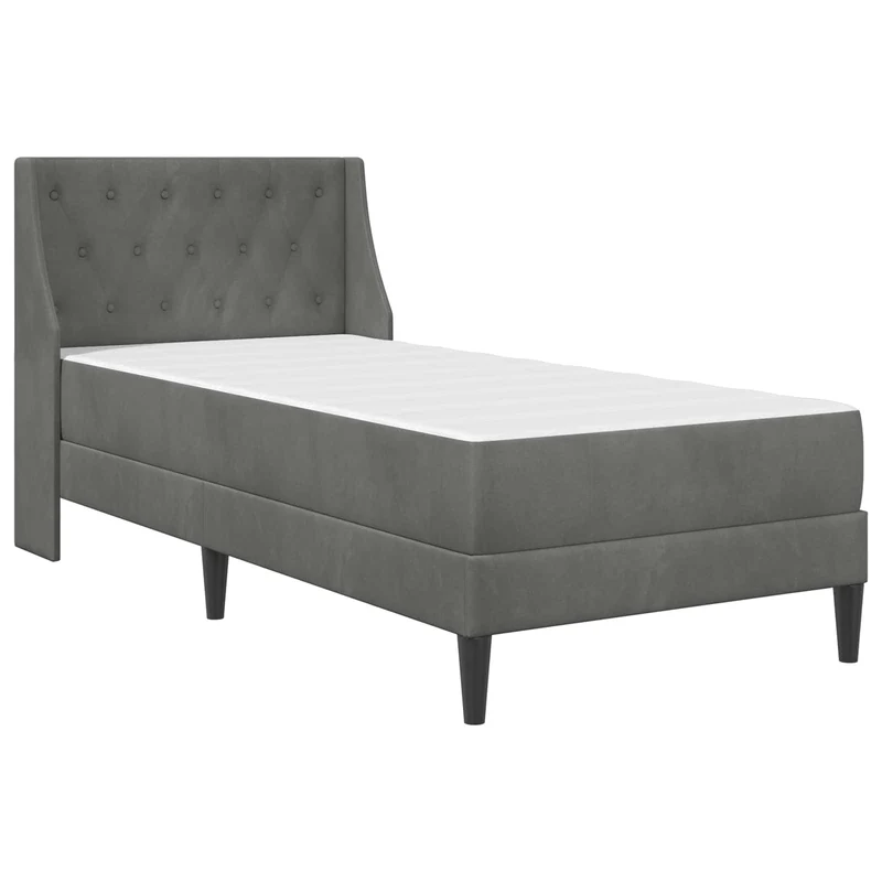 Bed Frame with Mattress Dark Grey 90 x 190 cm Velvet