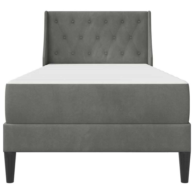 Bed Frame with Mattress Dark Grey 90 x 190 cm Velvet