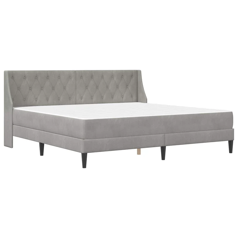 Bed Frame with Mattress Light Grey 180 x 200 cm Velvet