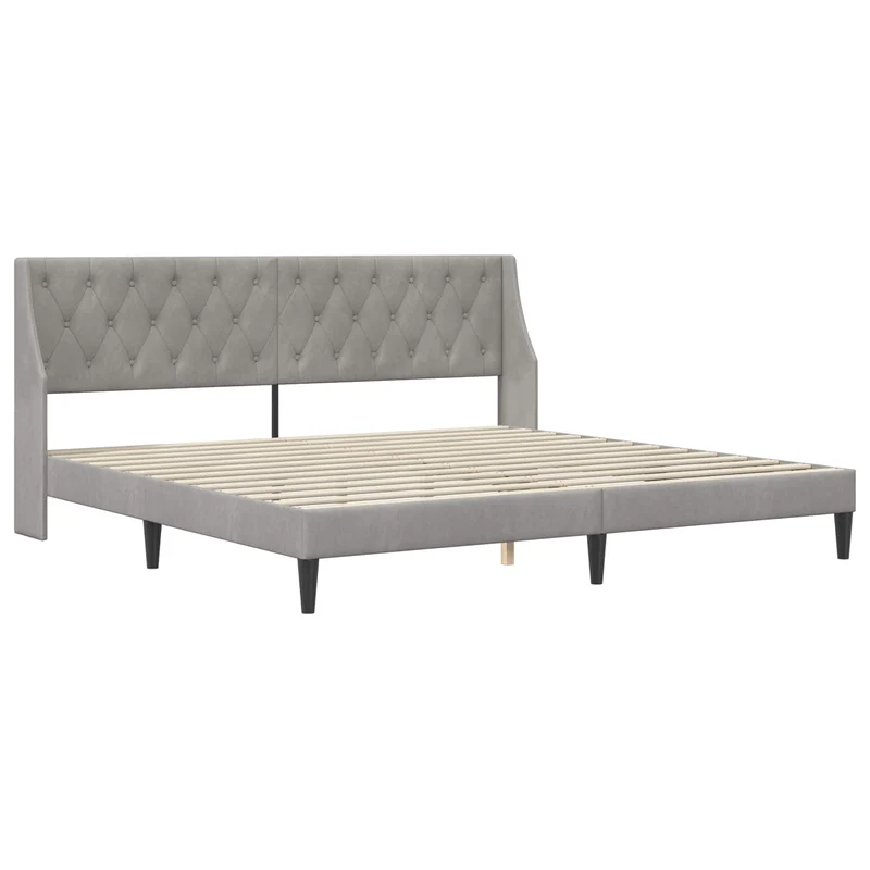Bed Frame with Mattress Light Grey 180 x 200 cm Velvet