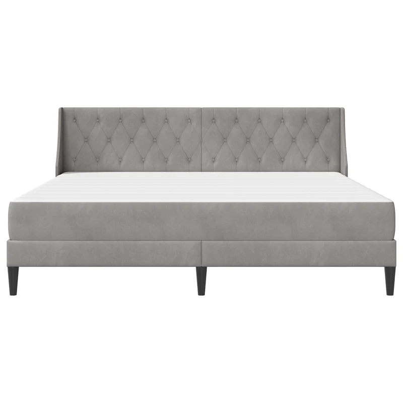 Bed Frame with Mattress Light Grey 180 x 200 cm Velvet