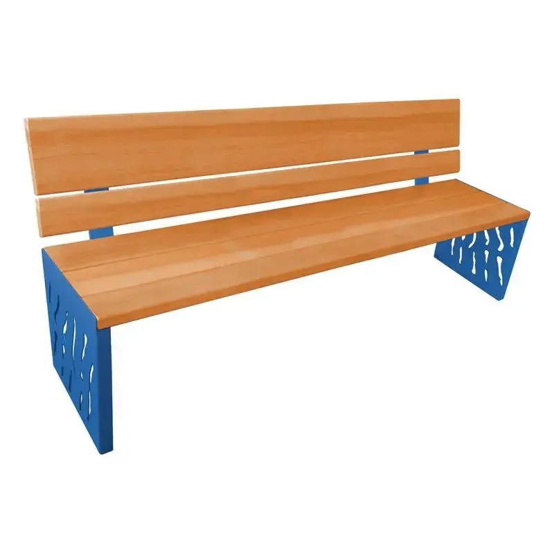 Banc bois et acier Venise 1 800 mm, 3 lames bois exotique 36 mm, dossier tout bois ou acier et bois